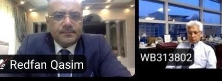وزير التخطيط خلال اللقاء المرئي