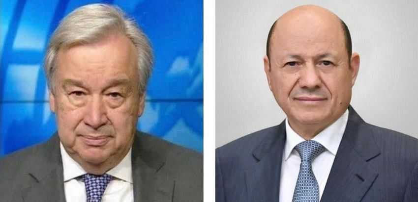 رئيس مجلس القيادي الرئاسي مع بالأمين العام للأمم المتحدة